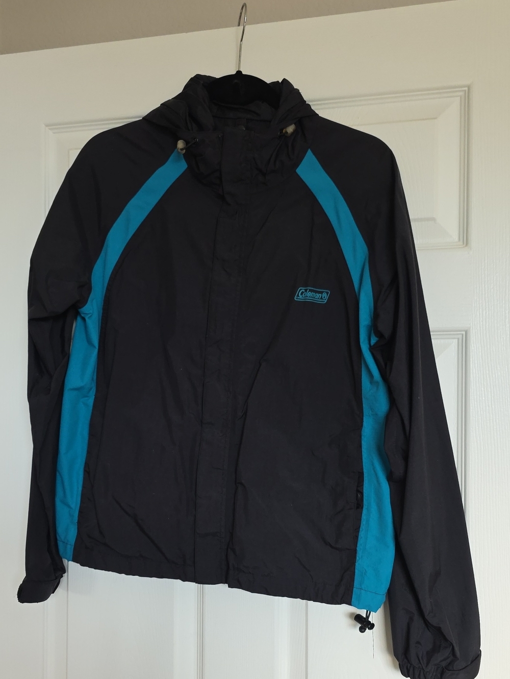 Coleman Black and Teal Hooded Rain Jacket